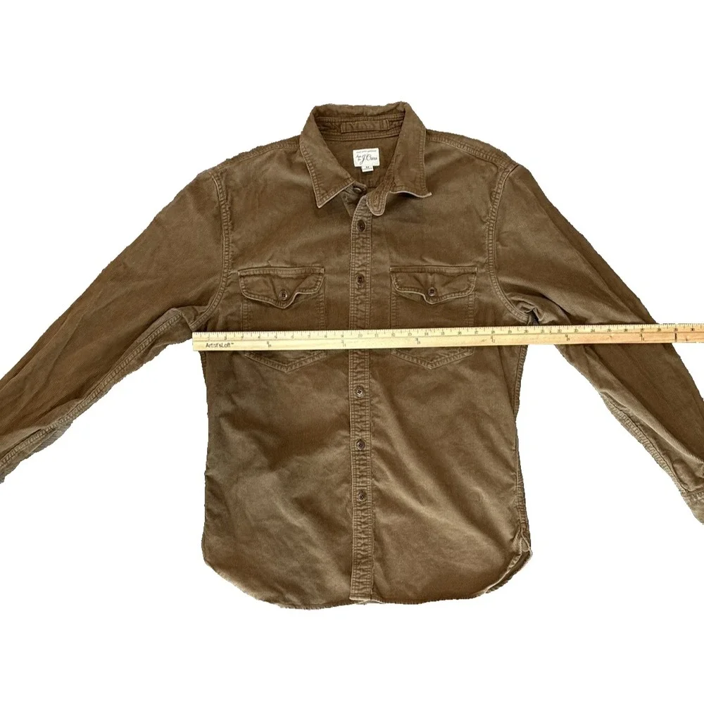 J.Crew Classic Corduroy Shirt Men's Medium Tan Button-Up Long Sleeve 100% Cotton